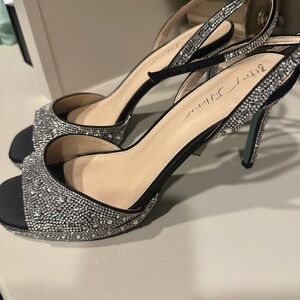Betsey Johnson Glittering Black and Silver Heels